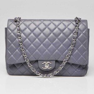 Chanel Purple Quilted Lambskin Leather Classic Maxi Double Flap Bag